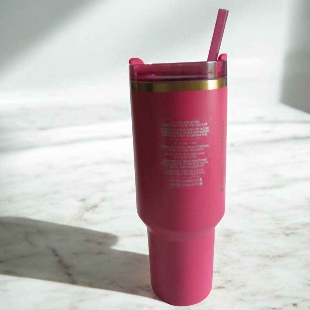 STARBUCKS - STANLEY Tumbler 40 oz Tumbler - Berry Pink Glitter - NWT - Picture 4 of 12